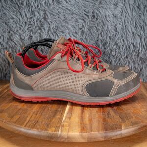 Size 8 - Clarks Outdoor Shoes Men's Red/Tan Running Training Rock Sneakers